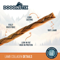 DOGGINSTIX Braided Lamb Collagen 12"
