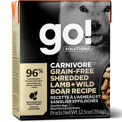 Petcurean - Go! - Dog Carnivore Grain Free Shredded Lamb & Wild Boar Tetra Pack 12.5oz