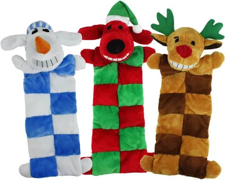 MULTIPET Holiday Loofa Christmas Squeaker Mat Dog Toy, assorted