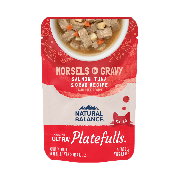 Natural Balance - Cat Platefulls - Salmon, Tuna, & Crab Morsels in Gravy 3oz