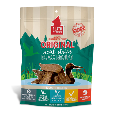 Plato - Dog Original Strips Duck 18oz