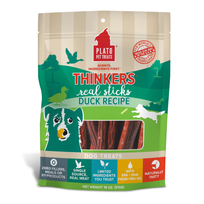 Plato - Dog Thinkers Sticks Duck 18oz