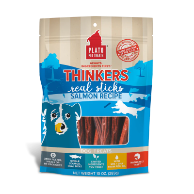 Plato - Dog Thinkers Sticks Salmon 10oz