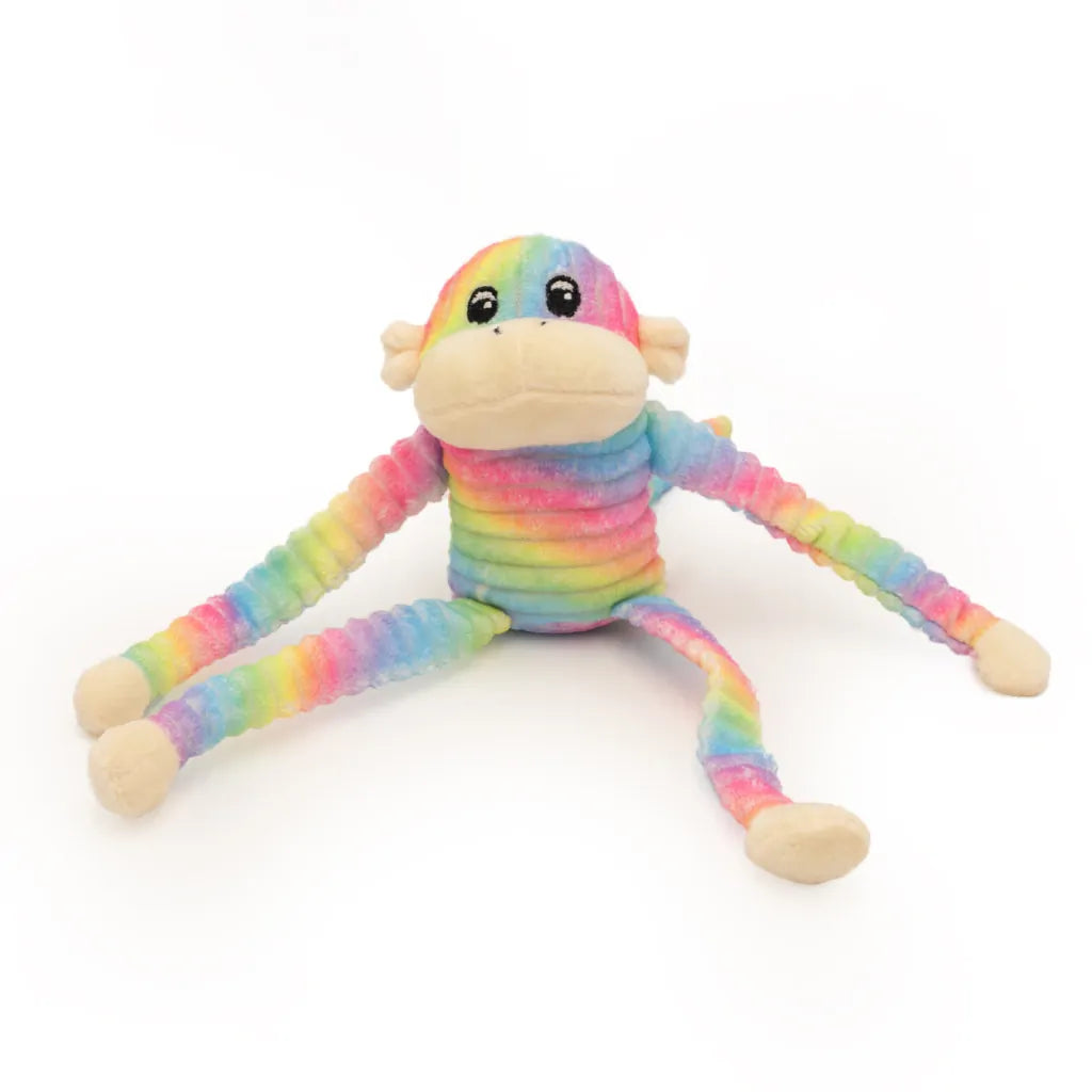 Zippy Paws - Spencer the Crinkle Monkey 2-Pack Small Rainbow and Blue
