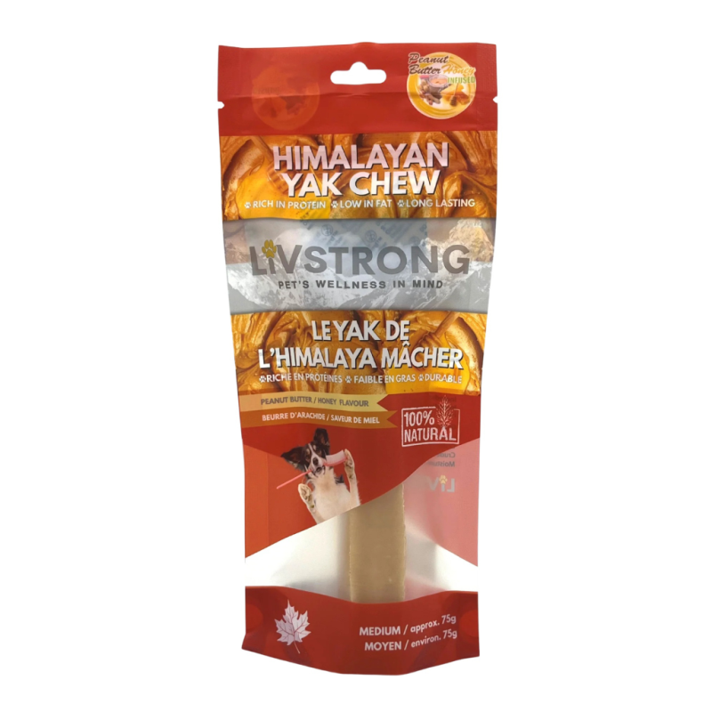 Livstrong - Infused Himalayan Yak Chew Peanut Butter Honey - Medium 75g