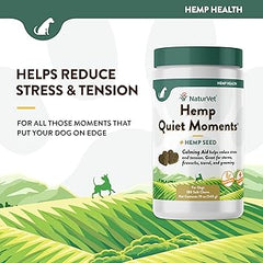 NaturVet Quiet Moments Plus Hemp Calming Aid Dog Supplement 180 Soft Chews