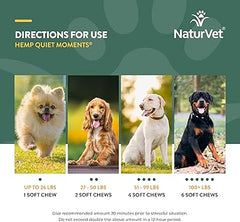 NaturVet Quiet Moments Plus Hemp Calming Aid Dog Supplement 180 Soft Chews