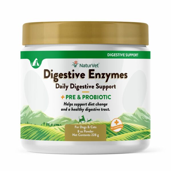 NaturVet Digestive Enzymes + Probiotics Powder 8OZ