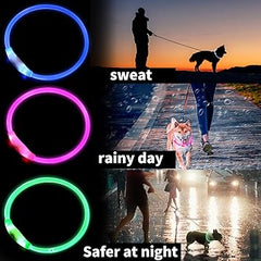 Coastal Pet USB Light-Up Neck Ring 16" Glowing pet Collar for Night Safety, Adjustable LED Dog Collar multiple colors