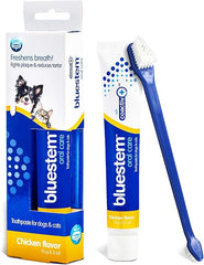 Bluestem - Dog Toothbrush and Toothpaste : Chicken Flavor Tooth Paste with Tooth Brush for Dogs & Cats.