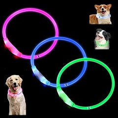 Coastal Pet USB Light-Up Neck Ring 16" Glowing pet Collar for Night Safety, Adjustable LED Dog Collar multiple colors