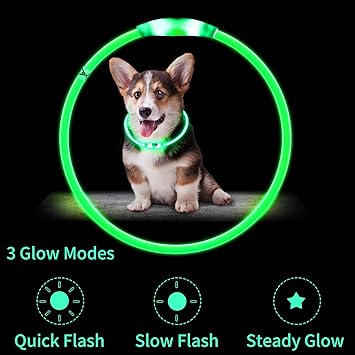 Coastal Pet USB Light-Up Neck Ring 16" Glowing pet Collar for Night Safety, Adjustable LED Dog Collar multiple colors