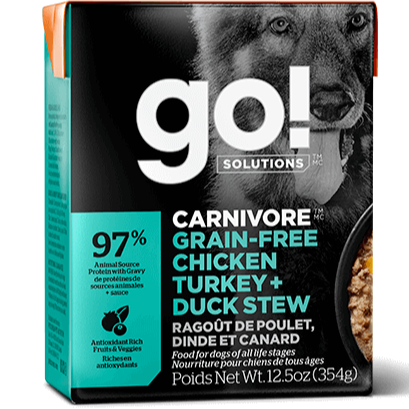 Petcurean - Go! - Dog Carnivore Grain Free Chicken, Turkey, Duck Stew Tetra Pack 12.5oz